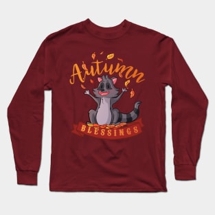 Raccoon autumn blessings Long Sleeve T-Shirt